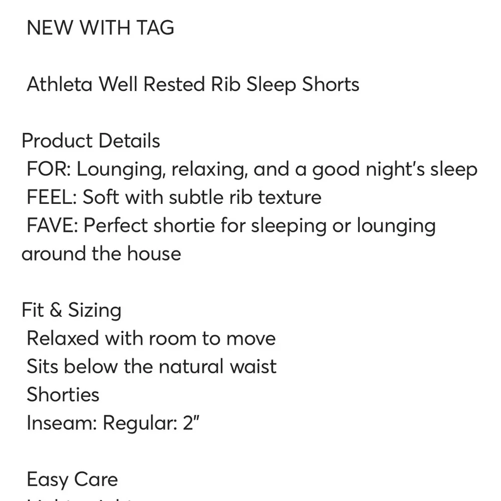 Athleta Well Rested Rib Sleep Short  sz SMALL - Picture 6 of 7